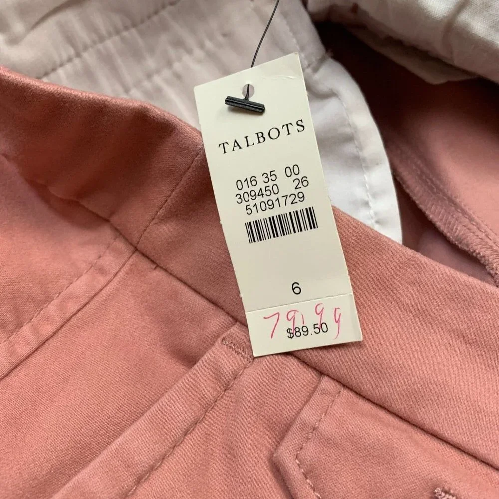 Talbots Womens Chino Pants Orange Size 6 Tapered Leg Flat Front Slash Pocket - Picture 3 of 8